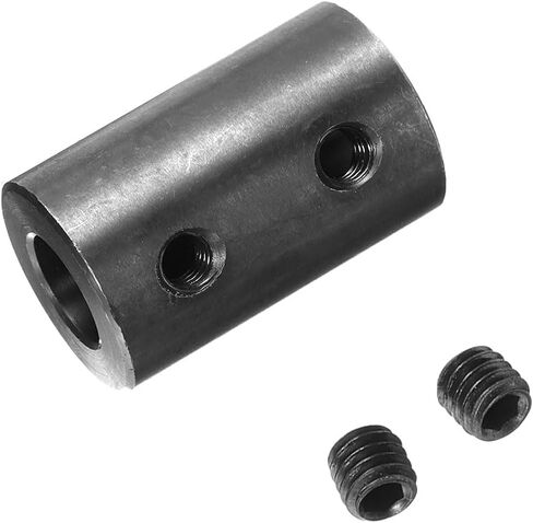 uxcell Shaft Coupling 5/8" Bore, 1-1/4" OD, 2" Length, Black Oxide Plated Steel Rigid Coupling, Motor Wheel Coupler, (2 Set Screws) in Kuwait
