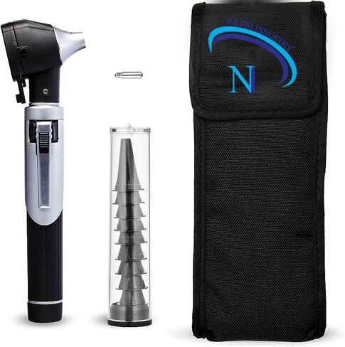 Natiqind Fiber Optic Mini Otoscope Set Pocket Size LED Ear Scope Medical Diagnostic Compact Pocket Size Fiber Optic Otoscope Orange Color (Pink) in Saudi Arabia