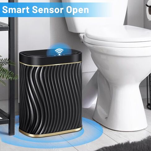 Bathroom Small Trash Can with Automatic Touchless Lid, 2.6 Gallon Smart Garbage Can in Saudi Arabia