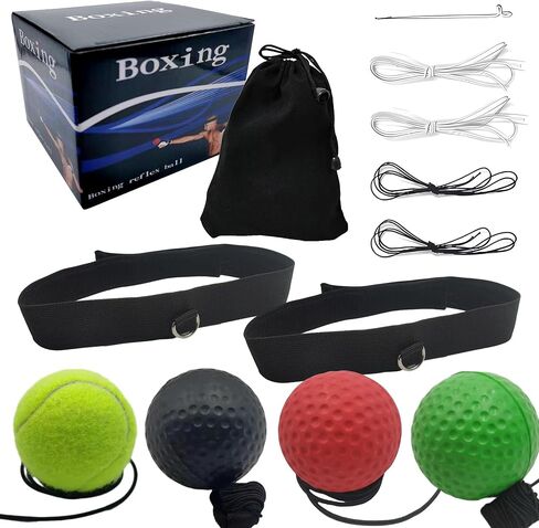 Generic Boxing Reflex Ball, 3 Difficulty Levels Boxing Ball with 2 Adjustable Headband,Boxing Training Punching Ball for Adult and Kids, Red in Saudi Arabia