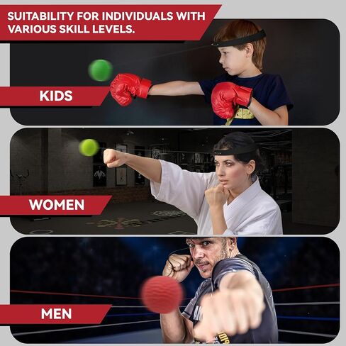 Generic Boxing Reflex Ball, 3 Difficulty Levels Boxing Ball with 2 Adjustable Headband,Boxing Training Punching Ball for Adult and Kids, Red in Saudi Arabia
