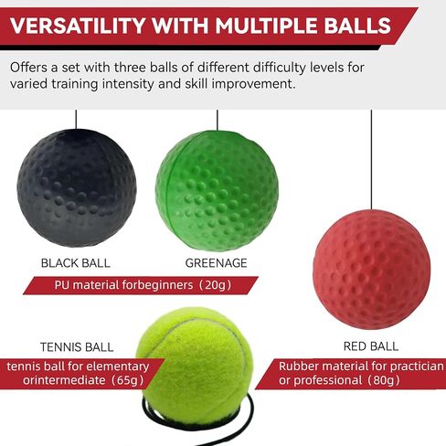 Generic Boxing Reflex Ball, 3 Difficulty Levels Boxing Ball with 2 Adjustable Headband,Boxing Training Punching Ball for Adult and Kids, Red in Saudi Arabia