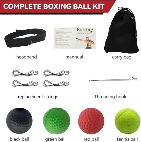Generic Boxing Reflex Ball, 3 Difficulty Levels Boxing Ball with 2 Adjustable Headband,Boxing Training Punching Ball for Adult and Kids, Red in Saudi Arabia