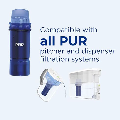 فلتر بديل لإبريق الماء وموزع المياه PUR PLUS، عبوة واحدة، فلتر PUR أصلي، ترشيح قوي 3 في 1 لمزيد من تقليل المواد الكيميائية والفيزيائية، أزرق (CRF950Z1) in Saudi Arabia