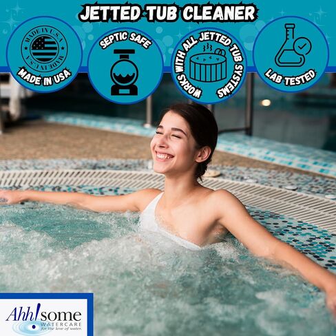 AhhSome 2 in 1 Jetted Tub & Hot Tub Cleaner Serum, Powerful Spa Bath, Hot Tub & Jetted Tub System Cleaning Solution for Jacuzzis & Whirlpools, 1 Gallon (64 Treatments), Professional Grade, Made in USA in Saudi Arabia