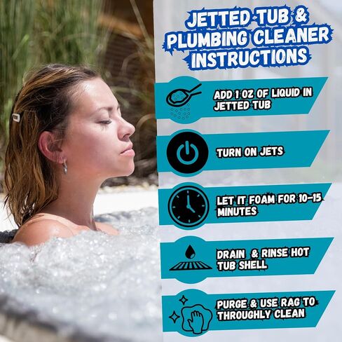 AhhSome 2 in 1 Jetted Tub & Hot Tub Cleaner Serum, Powerful Spa Bath, Hot Tub & Jetted Tub System Cleaning Solution for Jacuzzis & Whirlpools, 1 Gallon (64 Treatments), Professional Grade, Made in USA in Saudi Arabia