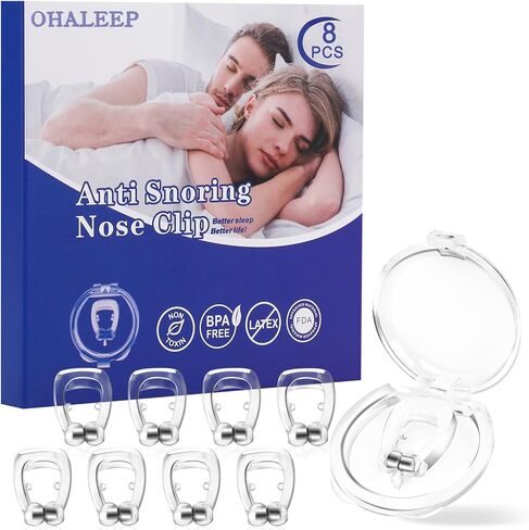 Anti Snoring Devices, Snore Stopper with Adjustable Magnet, Snoring Solution for Comfortable and Quieter Sleep, Silicone 8PCS Nose Clip Stop Snoring, Effective to Relieve Snoring in Kuwait