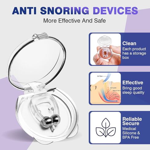 Anti Snoring Devices, Snore Stopper with Adjustable Magnet, Snoring Solution for Comfortable and Quieter Sleep, Silicone 8PCS Nose Clip Stop Snoring, Effective to Relieve Snoring in Kuwait