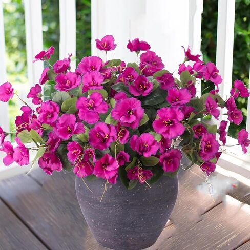 Artificial Fake Outdoor Plants Flowers for Spring Summer Decoration, 6 Bundles Faux Silk Realistic UV Resistant Blue Hibiscus for Pot Planter, Home Outside Porch Patio Balcony Yard, Blue in Saudi Arabia