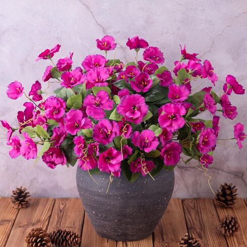 Artificial Fake Outdoor Plants Flowers for Spring Summer Decoration, 6 Bundles Faux Silk Realistic UV Resistant Blue Hibiscus for Pot Planter, Home Outside Porch Patio Balcony Yard, Blue in Saudi Arabia