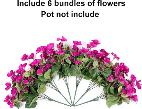 Artificial Fake Outdoor Plants Flowers for Spring Summer Decoration, 6 Bundles Faux Silk Realistic UV Resistant Blue Hibiscus for Pot Planter, Home Outside Porch Patio Balcony Yard, Blue in Saudi Arabia