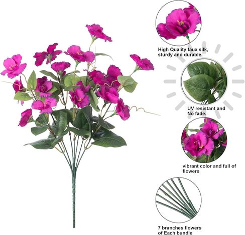 Artificial Fake Outdoor Plants Flowers for Spring Summer Decoration, 6 Bundles Faux Silk Realistic UV Resistant Blue Hibiscus for Pot Planter, Home Outside Porch Patio Balcony Yard, Blue in Saudi Arabia
