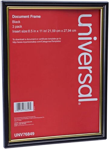 إطار عالمي 76849 بلاستيكي سهل التركيب لـ 8 1/2 × 11 إدراج، 3/عبوة، أسود (UNV76849) in Saudi Arabia