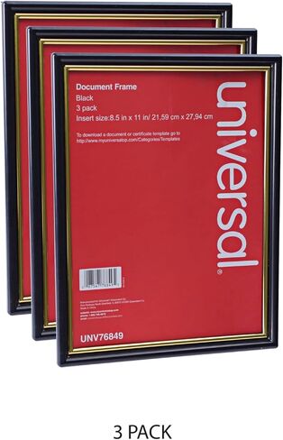 إطار عالمي 76849 بلاستيكي سهل التركيب لـ 8 1/2 × 11 إدراج، 3/عبوة، أسود (UNV76849) in Saudi Arabia