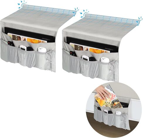 WOMACO Bedside Storage Caddy, Bed Side Pocket Organzier Remote Control Holder for Phones, Magazines, Tablets, Accessories - Medium, Gray in Saudi Arabia