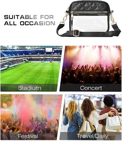 حقيبة شفافة من HULISEN لمناسبات الاستاد، محافظ شفافة للنساء، حقيبة كروس شفافة للحفلات الموسيقية، يوم الألعاب، معتمدة من المهرجانات in Kuwait