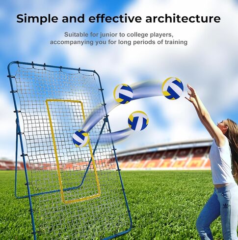 Volleyball Rebounder Net 4x7ft, 5 Rebound Angles Volleyball Bounce Back Net, includes:U-Shaped Fixed Anchor Neon Target and Bungee Cords for Practicing Volleying in Saudi Arabia