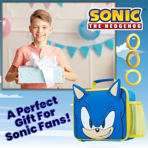 Sonic The Hedgehog Lunch Box Kids Insulated Lunch Bag for Boys (Blue/Yellow) in Saudi Arabia