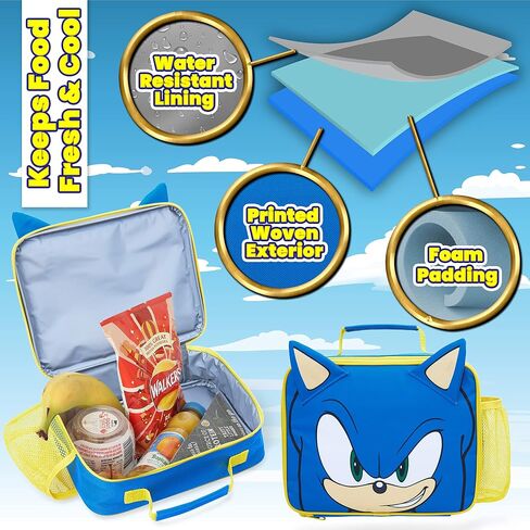 Sonic The Hedgehog Lunch Box Kids Insulated Lunch Bag for Boys (Blue/Yellow) in Saudi Arabia