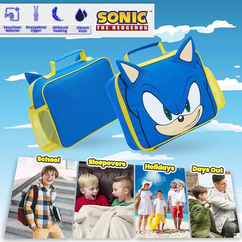 Sonic The Hedgehog Lunch Box Kids Insulated Lunch Bag for Boys (Blue/Yellow) in Saudi Arabia