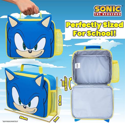 Sonic The Hedgehog Lunch Box Kids Insulated Lunch Bag for Boys (Blue/Yellow) in Saudi Arabia