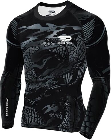 Men's UPF 50+ Long Sleeve Compression Shirt Sport Rashguard Shirt Quick Dry Athletic Workout Shirt in Saudi Arabia