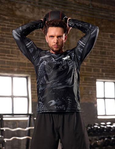 Men's UPF 50+ Long Sleeve Compression Shirt Sport Rashguard Shirt Quick Dry Athletic Workout Shirt in Saudi Arabia