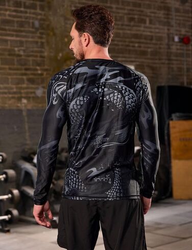 Men's UPF 50+ Long Sleeve Compression Shirt Sport Rashguard Shirt Quick Dry Athletic Workout Shirt in Saudi Arabia