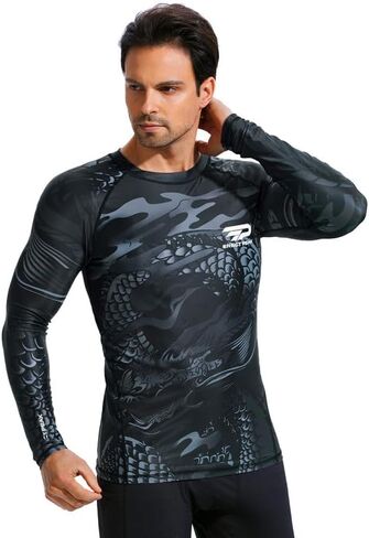 Men's UPF 50+ Long Sleeve Compression Shirt Sport Rashguard Shirt Quick Dry Athletic Workout Shirt in Saudi Arabia