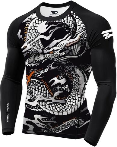 Men's UPF 50+ Long Sleeve Compression Shirt Sport Rashguard Shirt Quick Dry Athletic Workout Shirt in Saudi Arabia