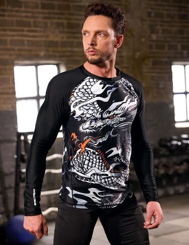 Men's UPF 50+ Long Sleeve Compression Shirt Sport Rashguard Shirt Quick Dry Athletic Workout Shirt in Saudi Arabia