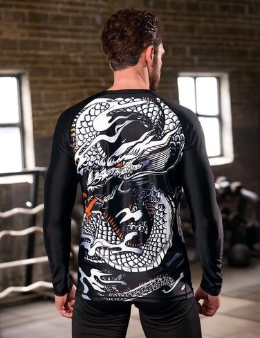 Men's UPF 50+ Long Sleeve Compression Shirt Sport Rashguard Shirt Quick Dry Athletic Workout Shirt in Saudi Arabia