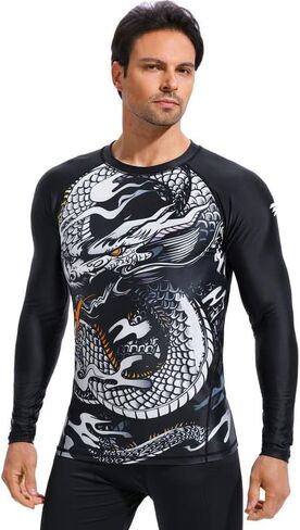 Men's UPF 50+ Long Sleeve Compression Shirt Sport Rashguard Shirt Quick Dry Athletic Workout Shirt in Saudi Arabia