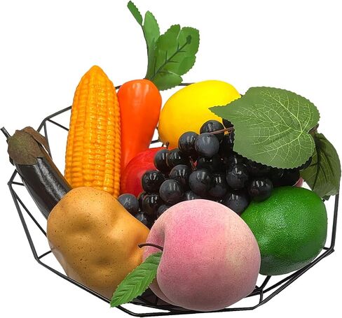 11PCS Fake Vegetable Artistic Plastic Fruits Potatoes Tomatoes Grapes Peaches Eggplants Sweet Peppers Carrots Corn Apples Lemons Home Kitchen Party Decoration Christmas Photography Props in Saudi Arabia
