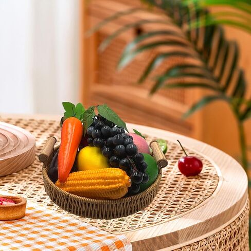 11PCS Fake Vegetable Artistic Plastic Fruits Potatoes Tomatoes Grapes Peaches Eggplants Sweet Peppers Carrots Corn Apples Lemons Home Kitchen Party Decoration Christmas Photography Props in Saudi Arabia
