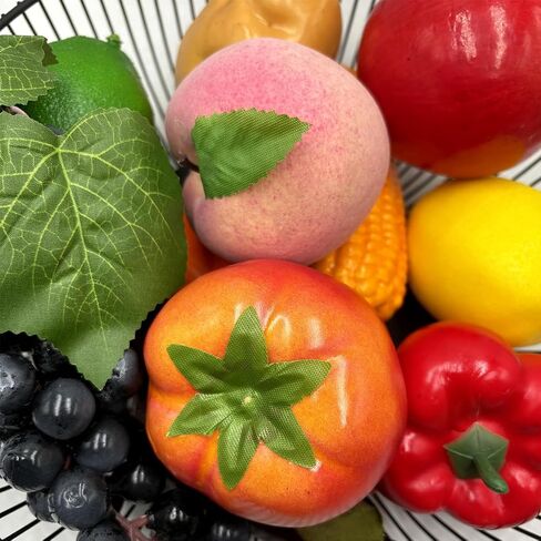 11PCS Fake Vegetable Artistic Plastic Fruits Potatoes Tomatoes Grapes Peaches Eggplants Sweet Peppers Carrots Corn Apples Lemons Home Kitchen Party Decoration Christmas Photography Props in Saudi Arabia