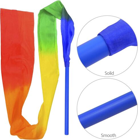 59 بوصة طويلة الحرير قوس قزح الشريط الرقص الشرقي الشريط الجمباز الإيقاعي يانغكو الرقص اللافتات ريباند باتون التدوير قضيب in Kuwait