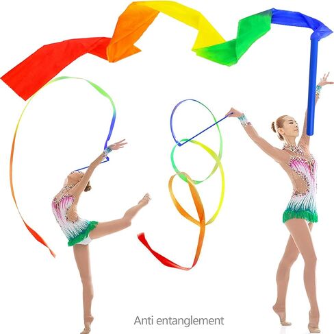 59 بوصة طويلة الحرير قوس قزح الشريط الرقص الشرقي الشريط الجمباز الإيقاعي يانغكو الرقص اللافتات ريباند باتون التدوير قضيب in Kuwait