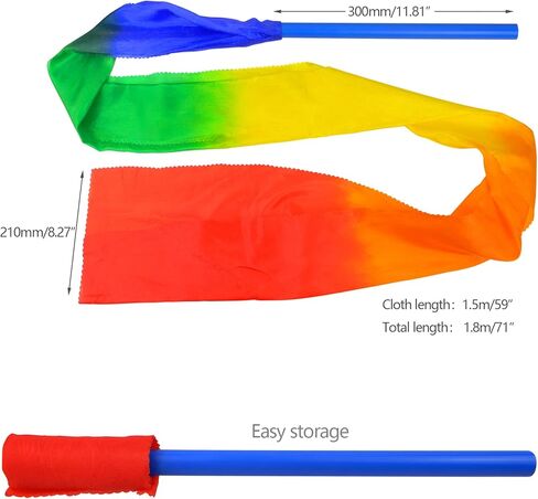 59 بوصة طويلة الحرير قوس قزح الشريط الرقص الشرقي الشريط الجمباز الإيقاعي يانغكو الرقص اللافتات ريباند باتون التدوير قضيب in Kuwait