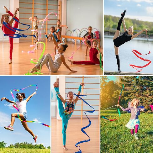 59 بوصة طويلة الحرير قوس قزح الشريط الرقص الشرقي الشريط الجمباز الإيقاعي يانغكو الرقص اللافتات ريباند باتون التدوير قضيب in Kuwait