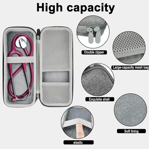 Hard Stethoscope Case,EVA Stethoscope Bag Carrying Case Fit for Home Medical Nurses Doctor Stethoscope and Accessories(Grey) in Saudi Arabia