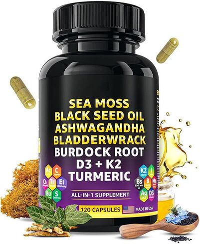 Dandy Decor من Ko & Co Sea Moss 3000mg زيت الحبة السوداء 2000mg Ashwagandha 1000mg الكركم 1000mg Bladderwrack 1000mg الأرقطيون 1000mg وفيتامين C وD3 in Kuwait