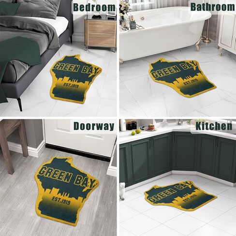 City Classic Team Year Football Bath Rug Football Color Style Floor Mat Door Mat for Football Fans Gifts, 29.52""*31.49"", Green Bay in Saudi Arabia