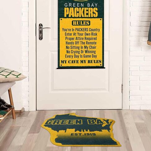 City Classic Team Year Football Bath Rug Football Color Style Floor Mat Door Mat for Football Fans Gifts, 29.52""*31.49"", Green Bay in Saudi Arabia