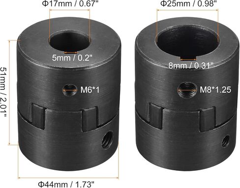 MECCANIXITY Flexible Coupling Shaft 17mm to 25mm 51mm x 44mm Motor Coupler Joint in Saudi Arabia