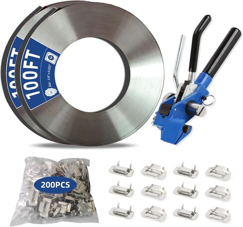 Stainless Steel Packaging Strapping Banding Tensioner Kit, 3/4" x 200 Feet Stainless Steel 304 Banding Coil, 200 Pieces Ear-Lokt Buckles. Complete Packaging Strapping Solution in Saudi Arabia