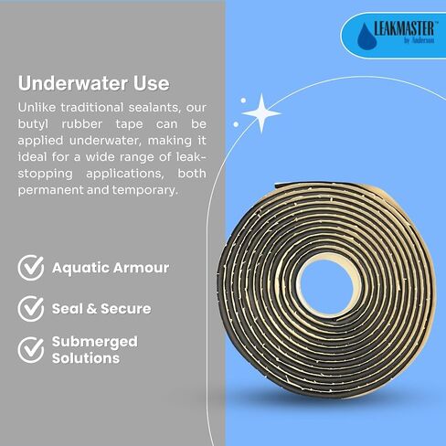 Conduit Butyl Tape for Leakmaster Anderson Manufacturing - BT15 Butyl Sealant Tape for Leak - Underwater Seal Tape w/o Messy Butyl Caulk Guns - Moldable Butyl Rubber Sealant Gap Filler (15 ft. Roll) in Saudi Arabia
