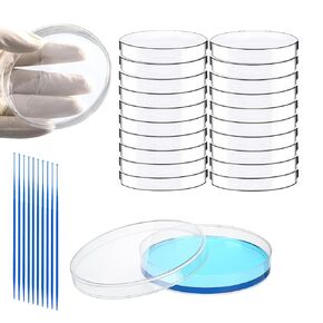 30 PCS 90mm 2 Compartments Plastic Petri Dish with Lids, Sterile with 10PCS 10uL Inoculation Loops