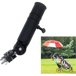 Golf Push Cart Umbrella Holder, Golf Cart Universal Golf Trolley Umbrella Stand with Adjustable Angle for Golf Cart Handles Baby Stroller Fishing Beach Chair Wheelchair with Round Frames