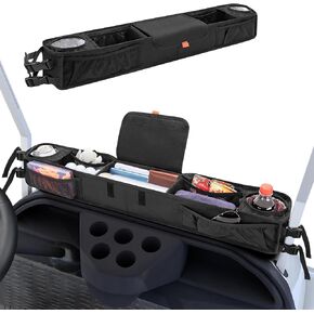 Golf Cart Front Storage Basket with Insulated Cup Holders, No-Drilling Dash Tray Organizer Compatible with EZGO, Club Car, Kandi Electirc Golf Cart, Golf Cart Storage Organizer